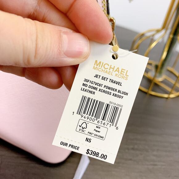 Michael Kors 35F1GTVC6T Jet Set Travel Dome Crossbody Bag Leather Powder Blush - Picture 6 of 8